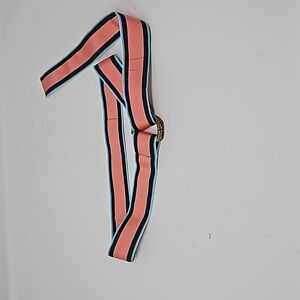 J Crew Preppy Ribbon Loop Belt Pink Blues Stripes Unisex 40" Long